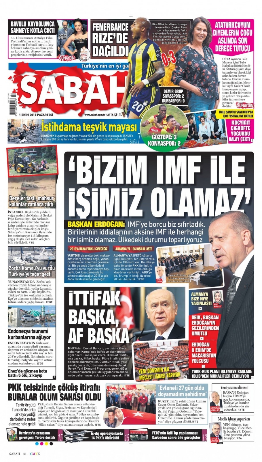 1 Ekim Pazartesi gazete manşetleri 1