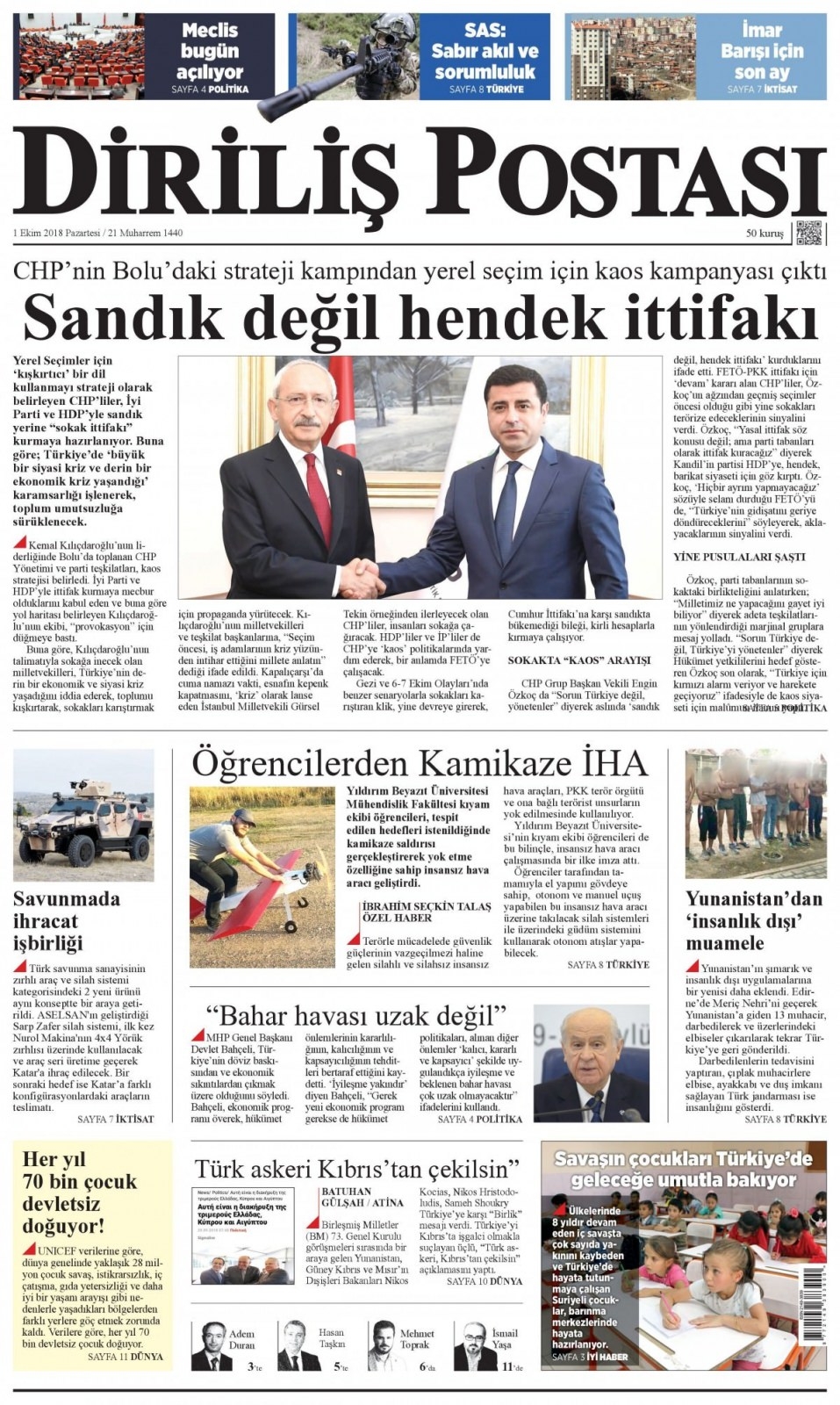 1 Ekim Pazartesi gazete manşetleri 16