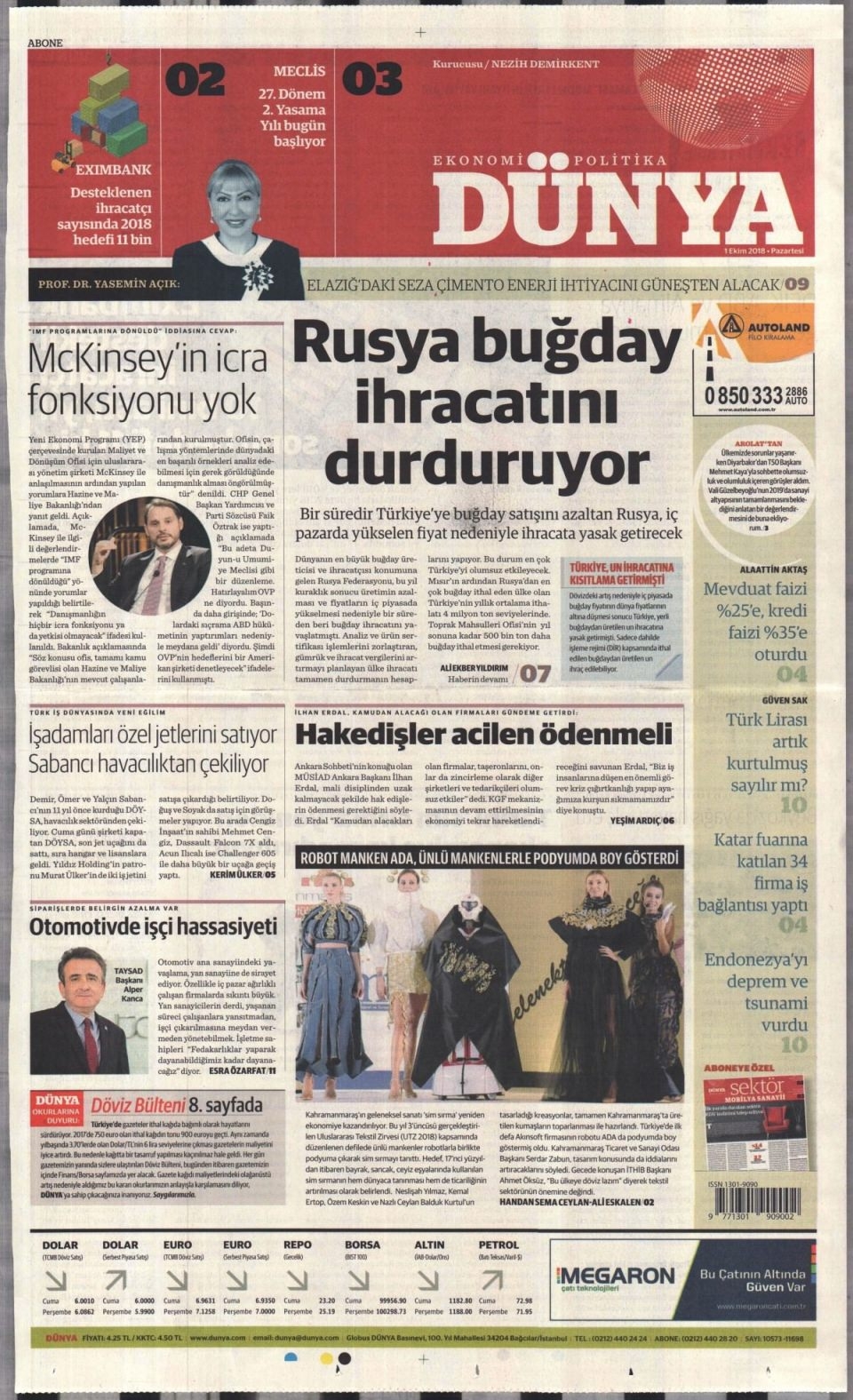 1 Ekim Pazartesi gazete manşetleri 19