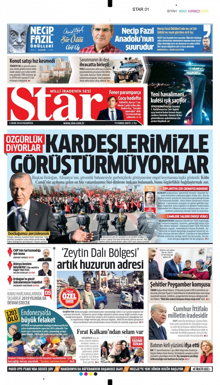 1 Ekim Pazartesi gazete manşetleri 2