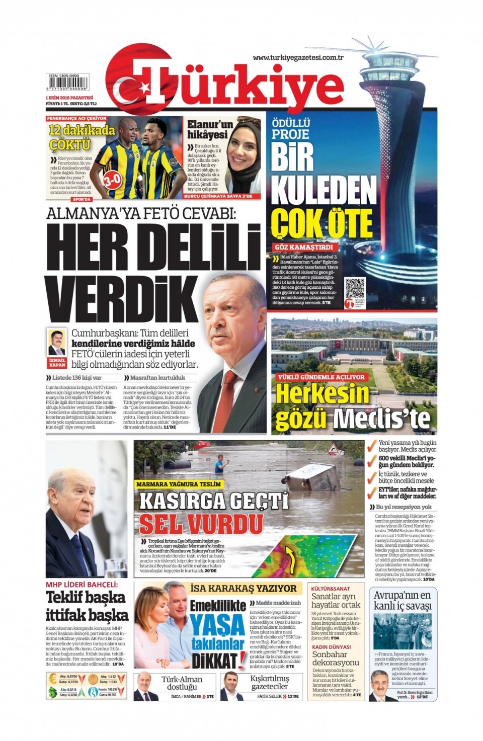 1 Ekim Pazartesi gazete manşetleri 5