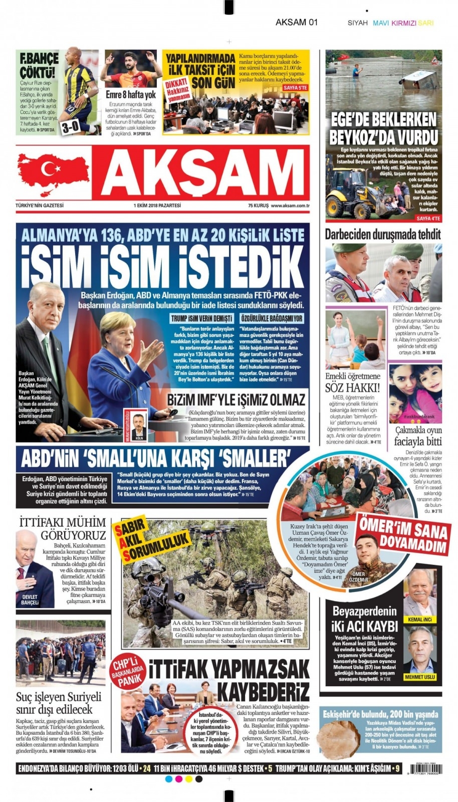 1 Ekim Pazartesi gazete manşetleri 9