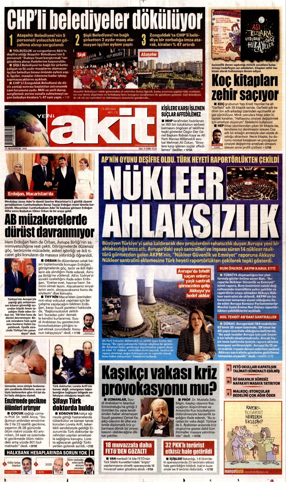 9 Ekim gazete manşetleri 14