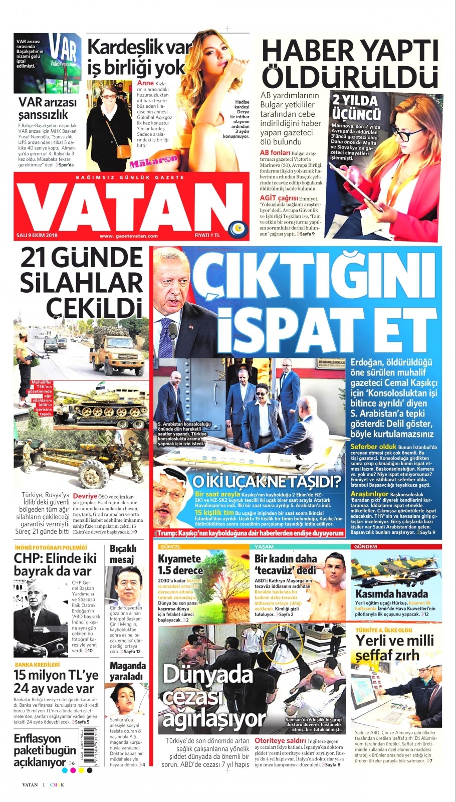 9 Ekim gazete manşetleri 3