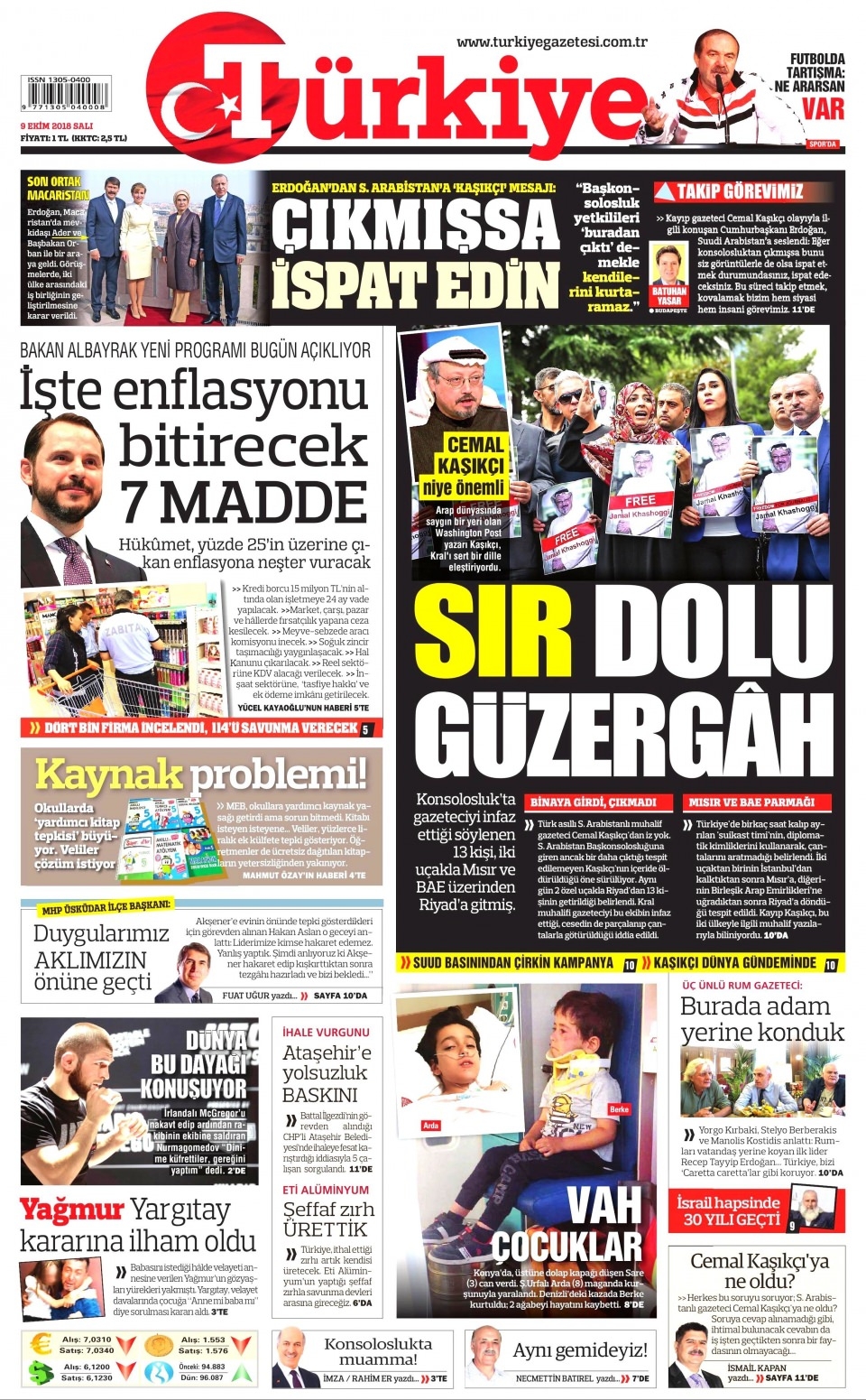 9 Ekim gazete manşetleri 4