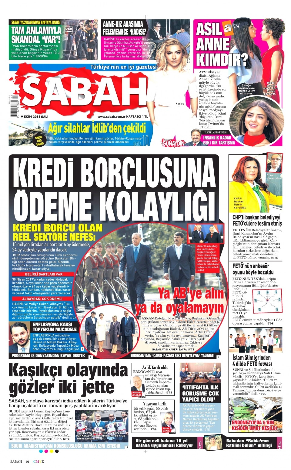 9 Ekim gazete manşetleri 7