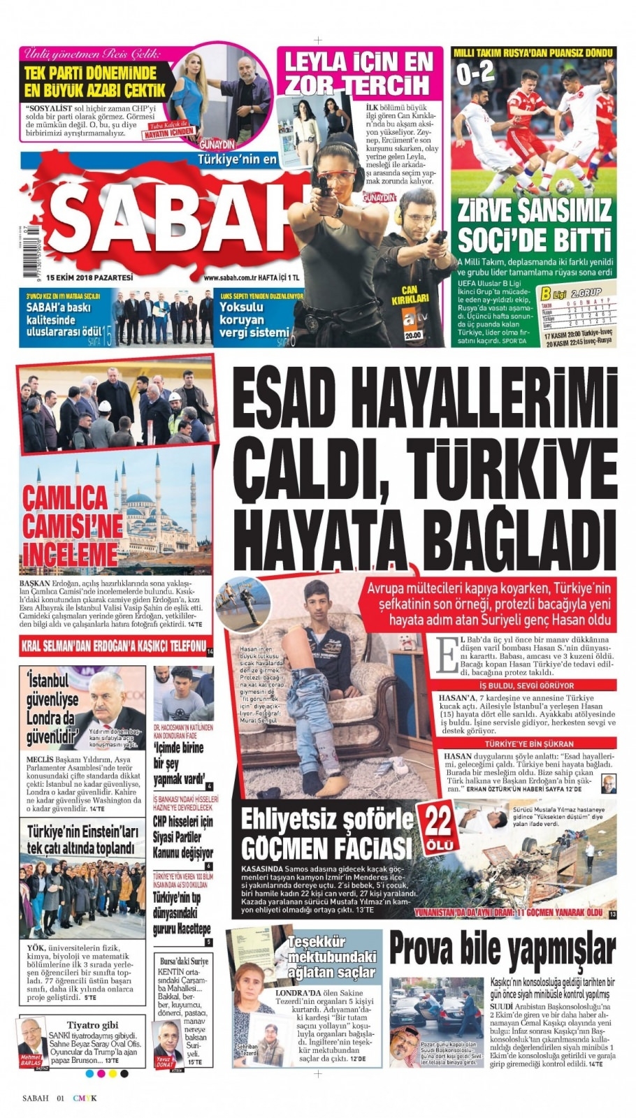 15 Ekim 2018 gazete manşetleri 1