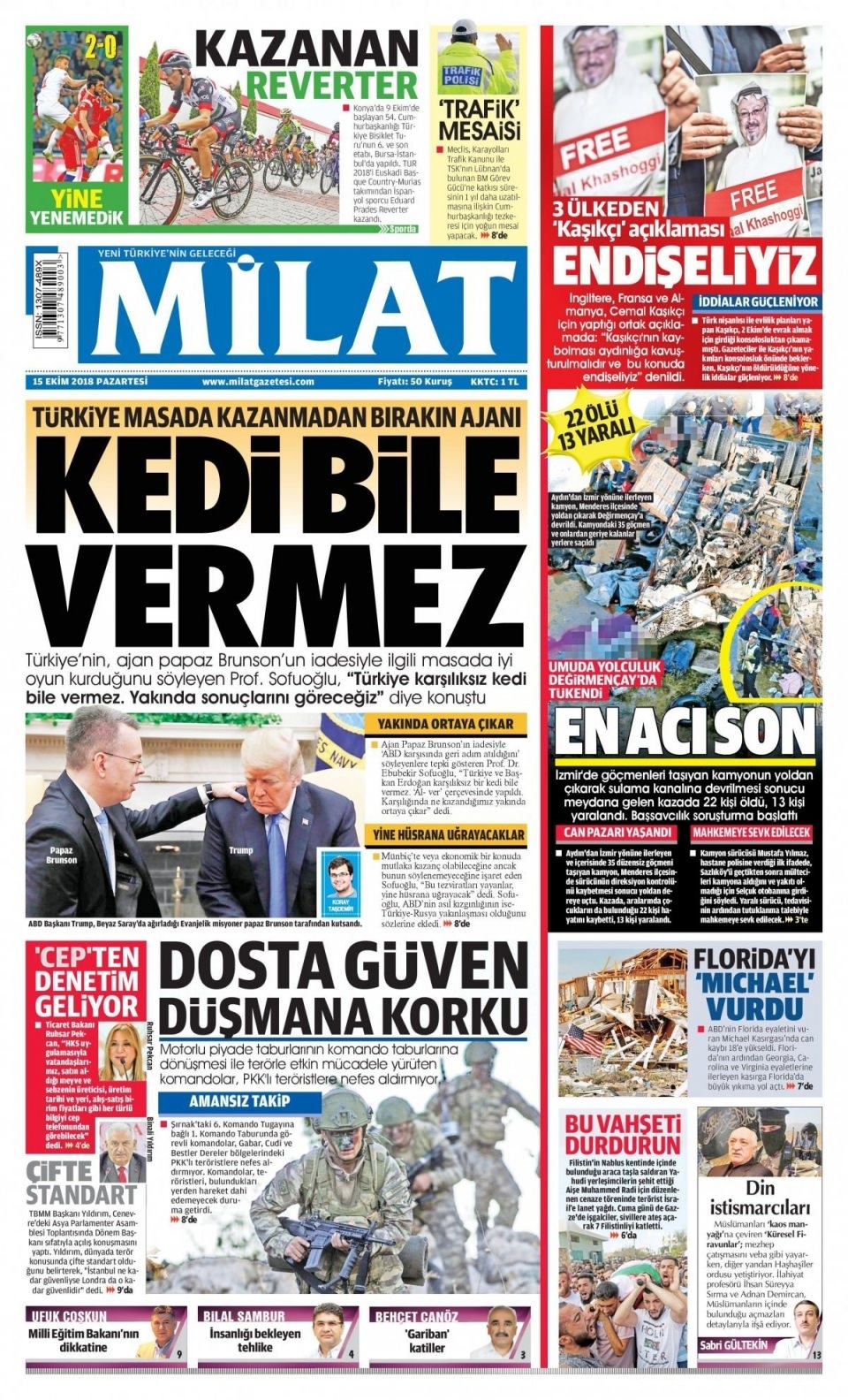 15 Ekim 2018 gazete manşetleri 13