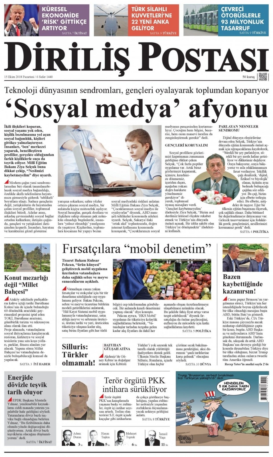 15 Ekim 2018 gazete manşetleri 18