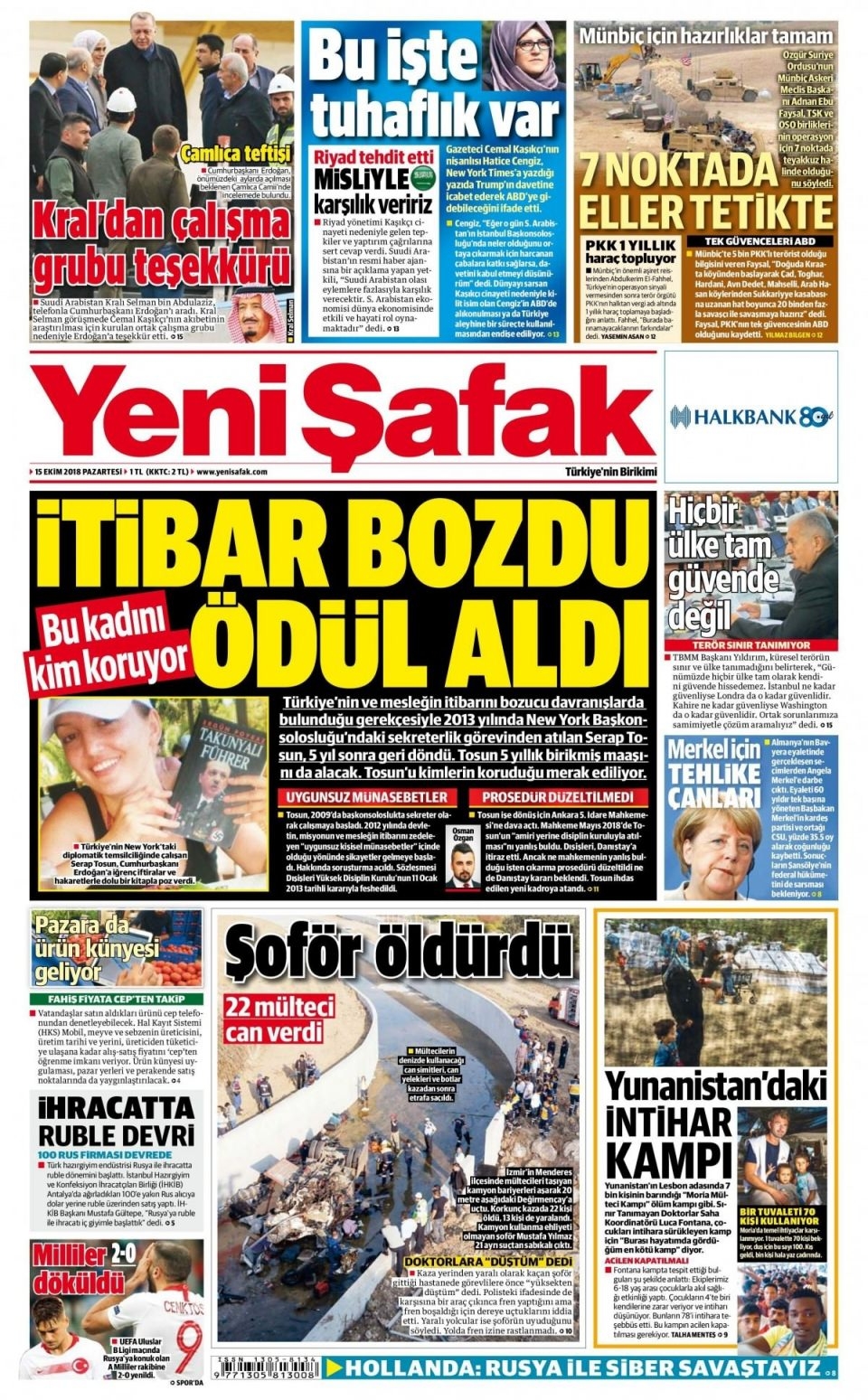 15 Ekim 2018 gazete manşetleri 3