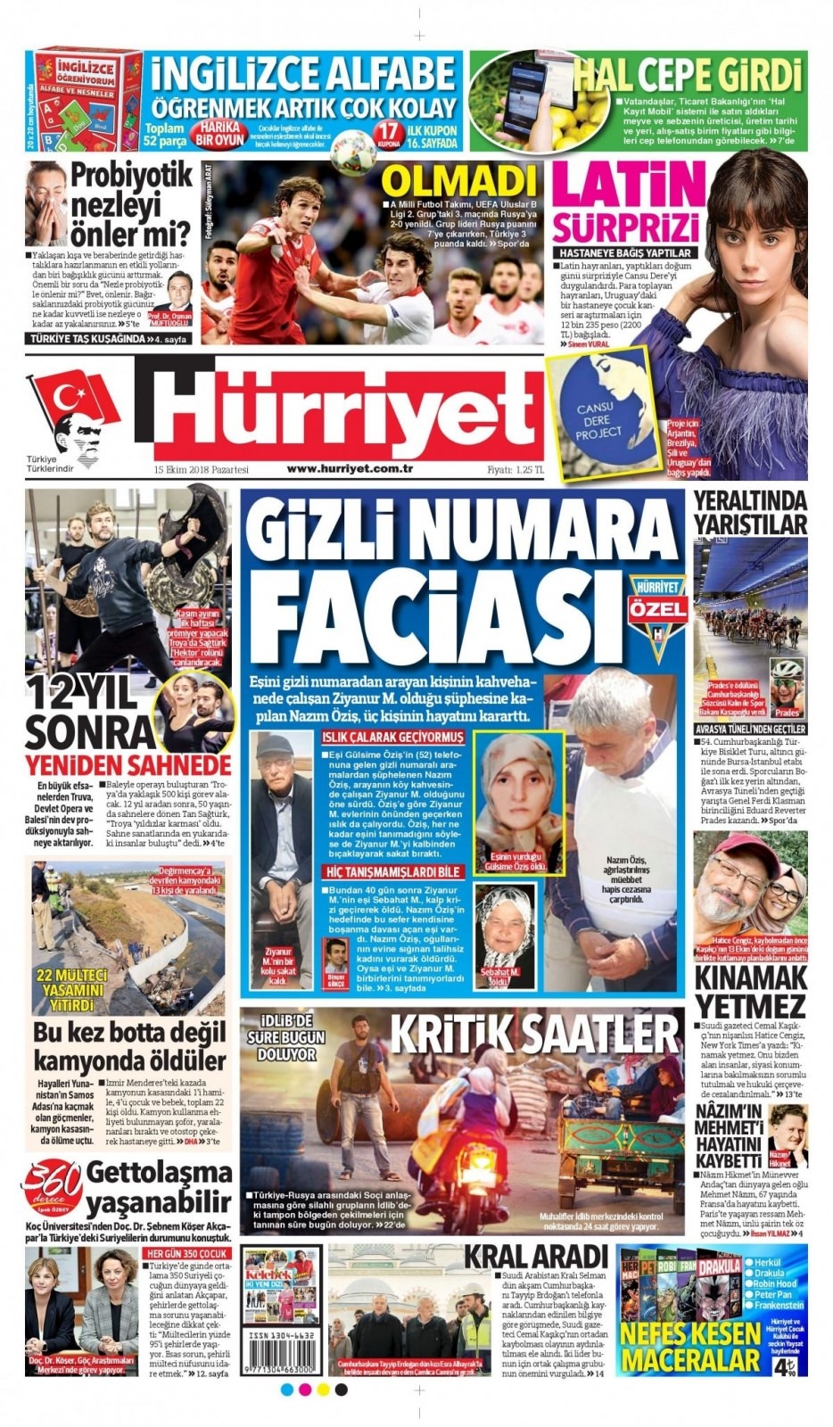 15 Ekim 2018 gazete manşetleri 7