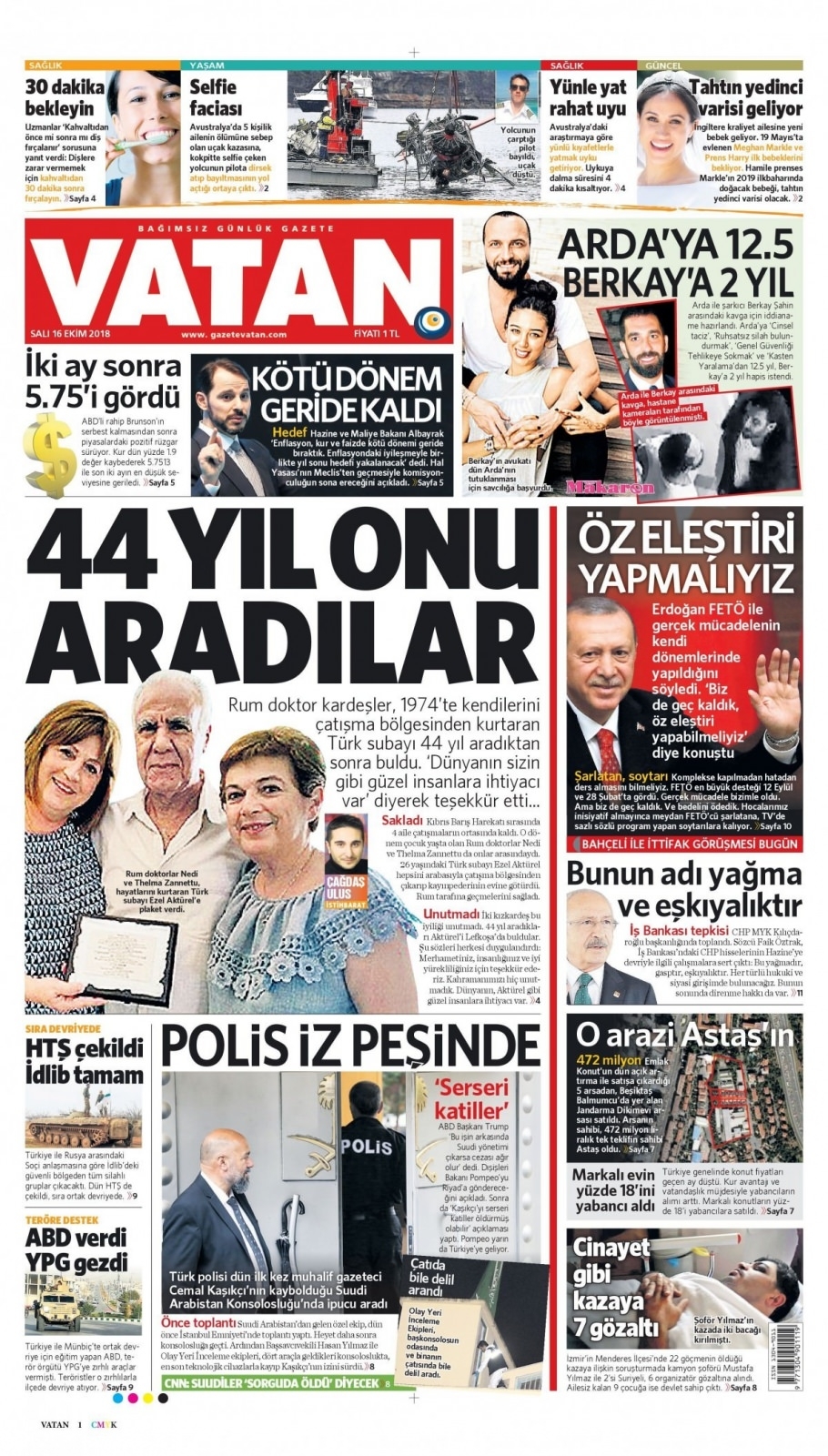 16 Ekim 2018 gazete manşetleri 12
