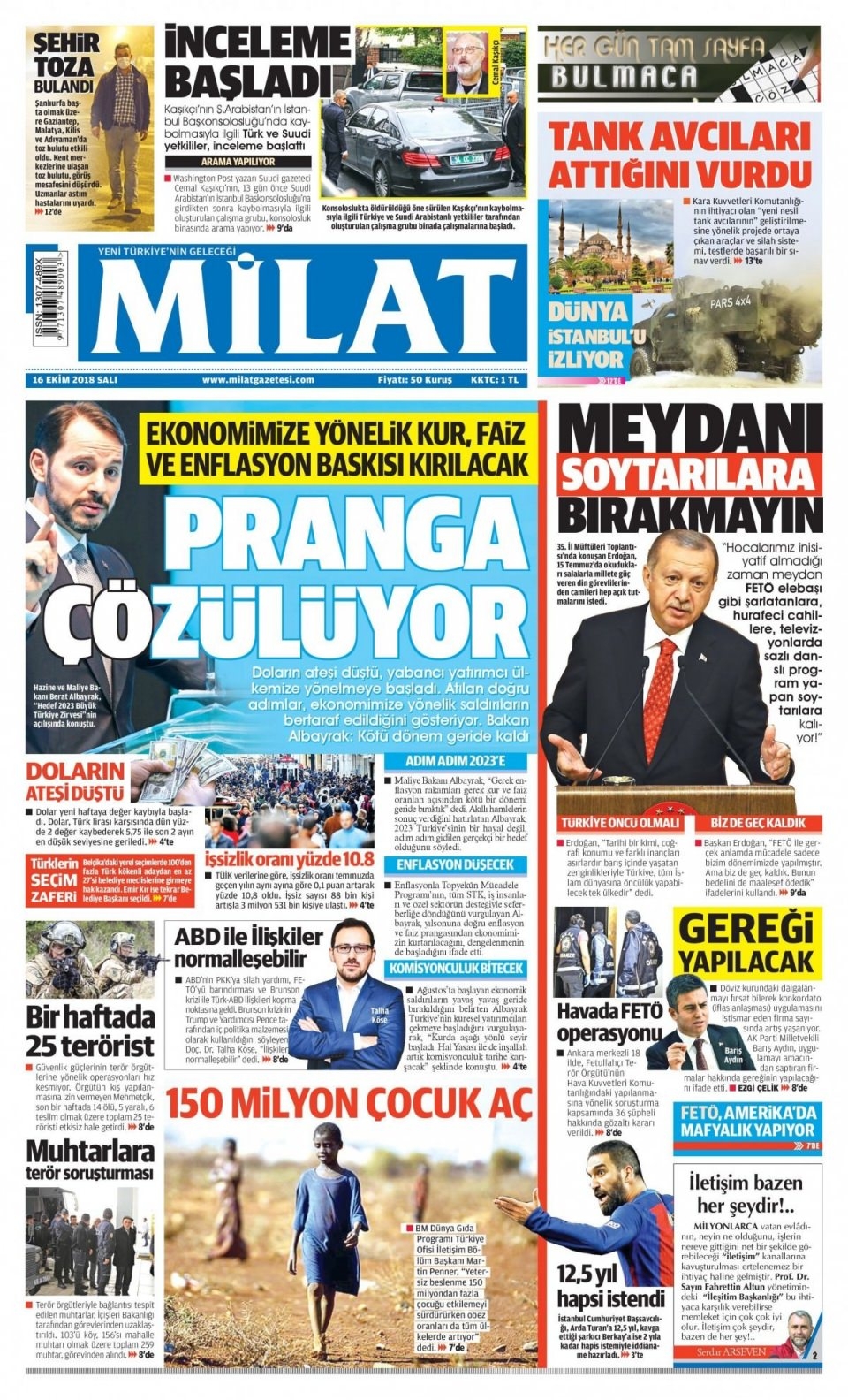 16 Ekim 2018 gazete manşetleri 13