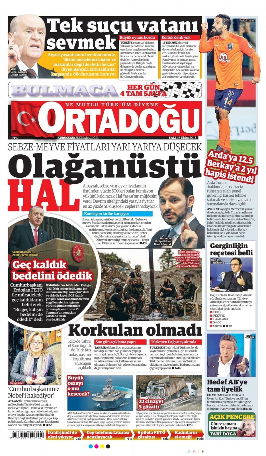 16 Ekim 2018 gazete manşetleri 15