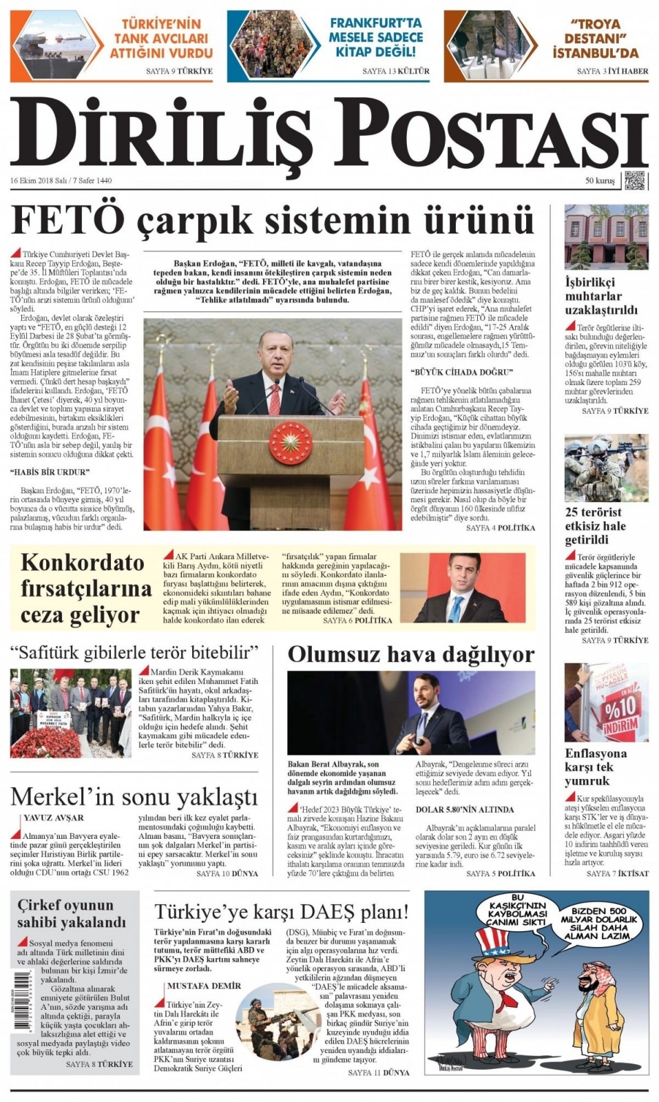 16 Ekim 2018 gazete manşetleri 18