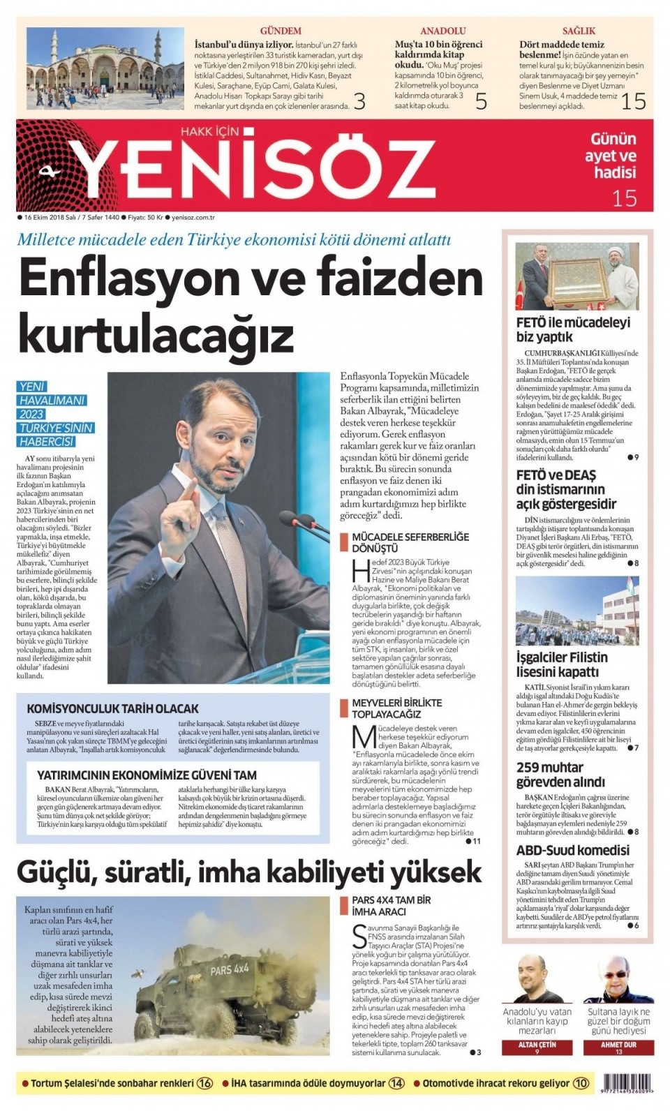 16 Ekim 2018 gazete manşetleri 19