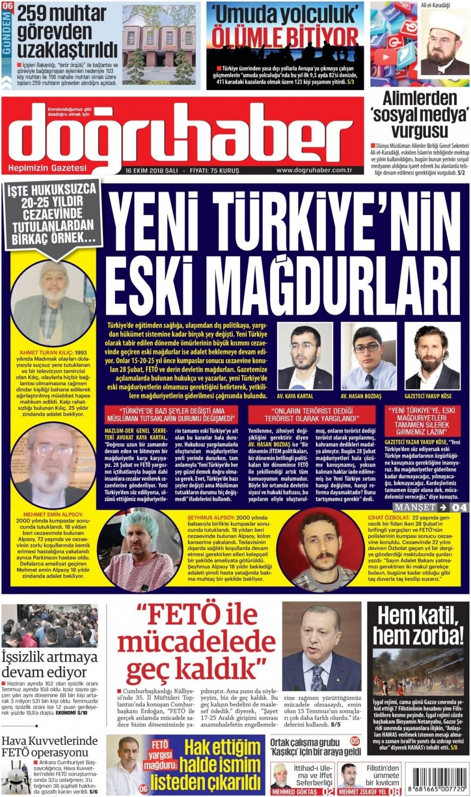 16 Ekim 2018 gazete manşetleri 21