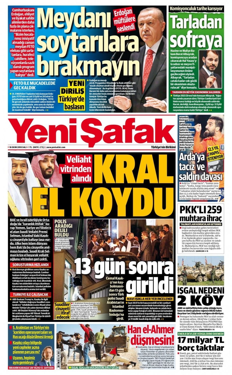 16 Ekim 2018 gazete manşetleri 3