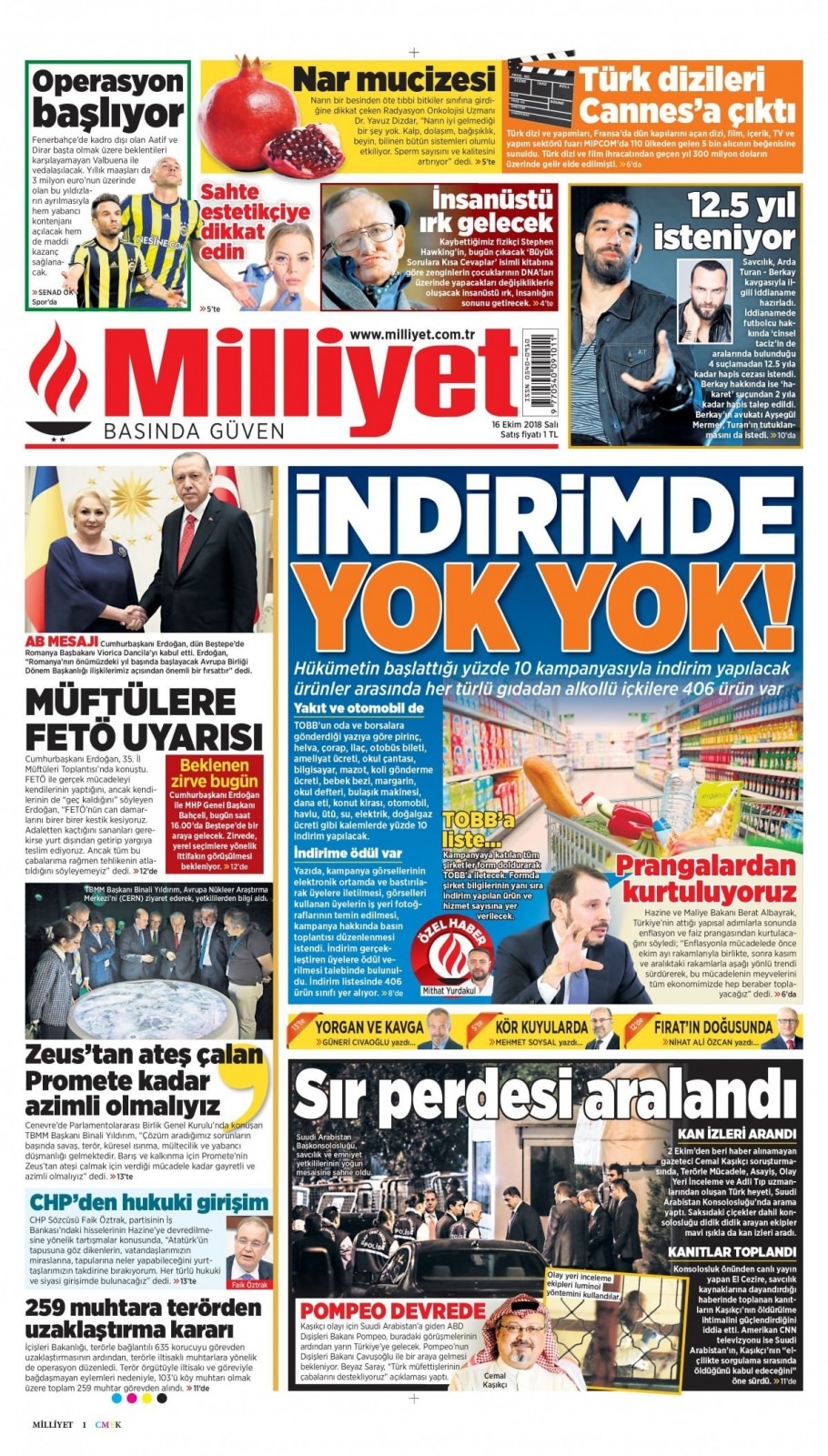 16 Ekim 2018 gazete manşetleri 4