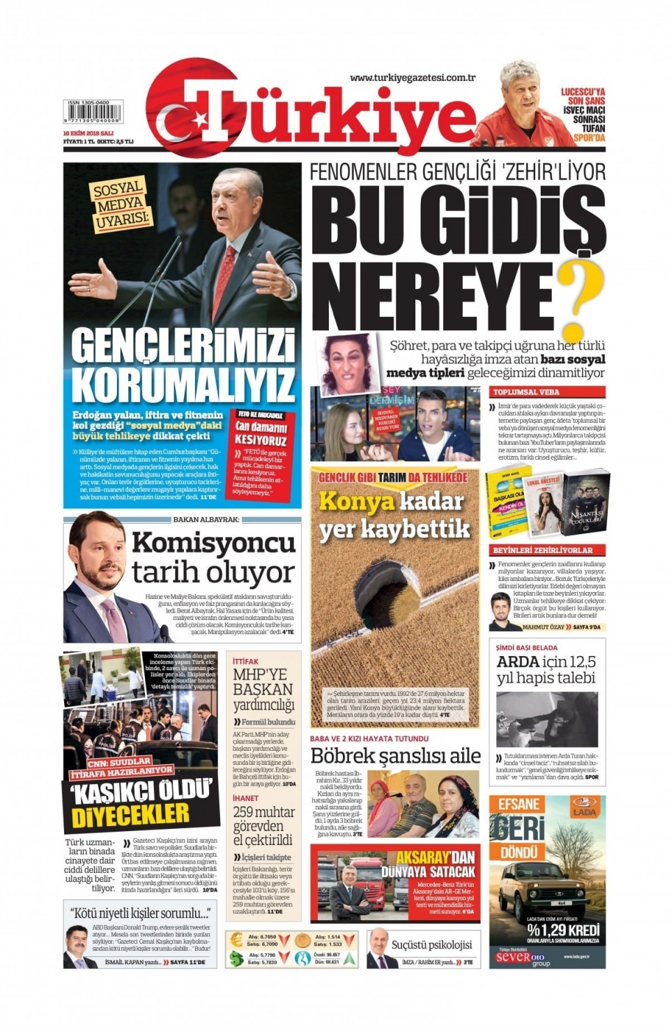 16 Ekim 2018 gazete manşetleri 5