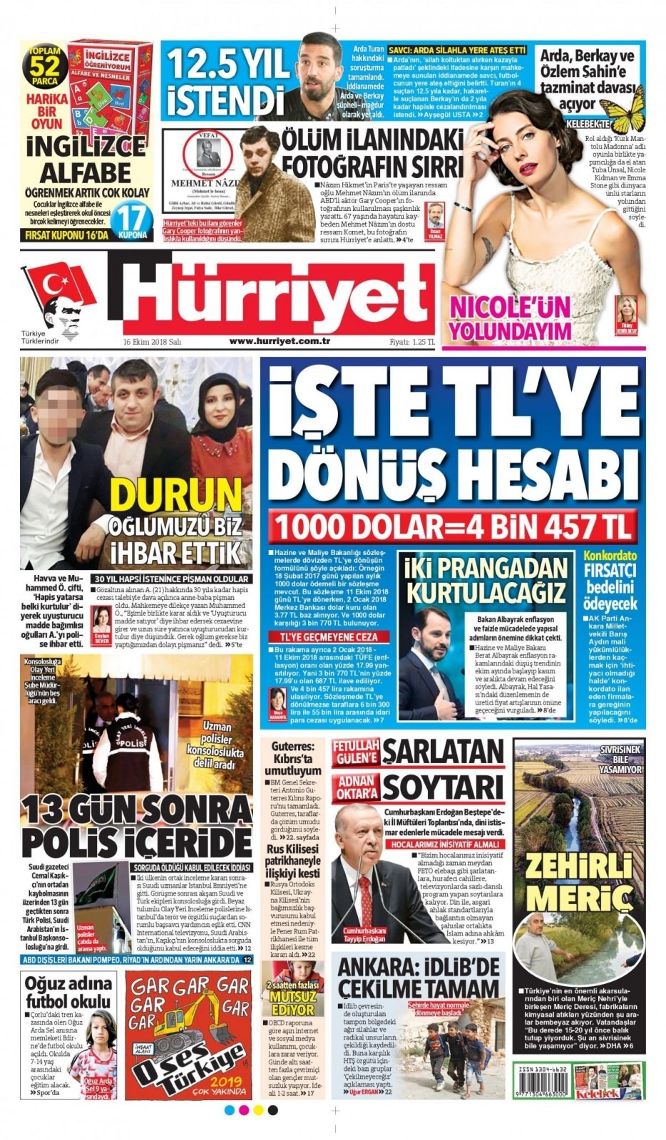 16 Ekim 2018 gazete manşetleri 7
