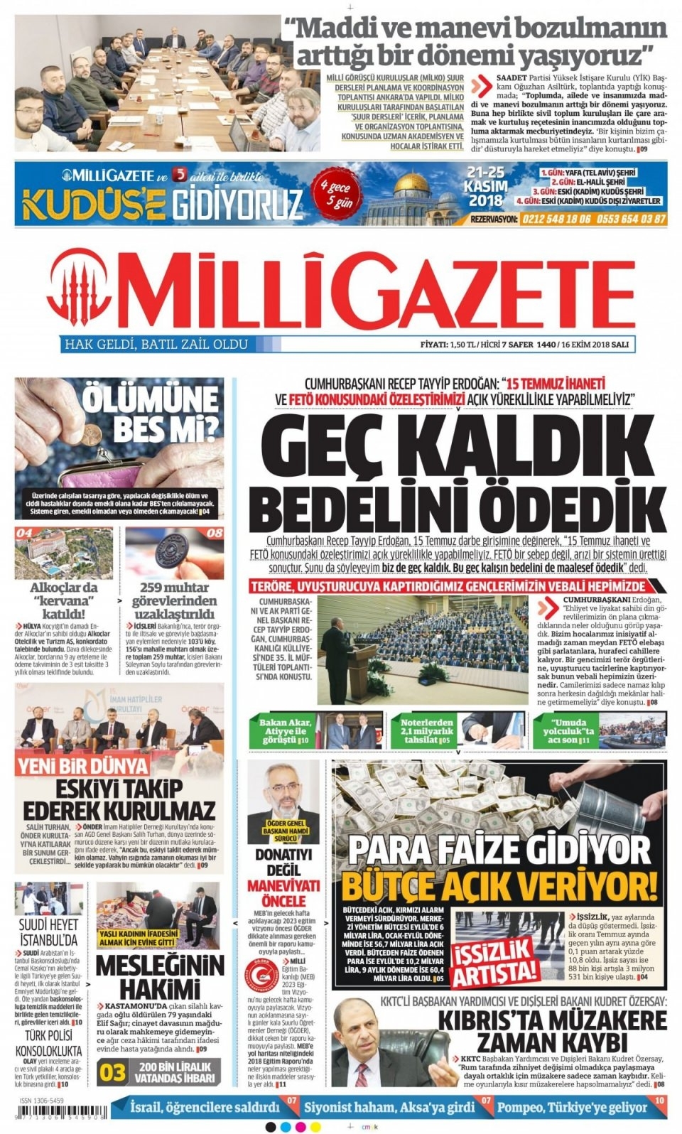 16 Ekim 2018 gazete manşetleri 9