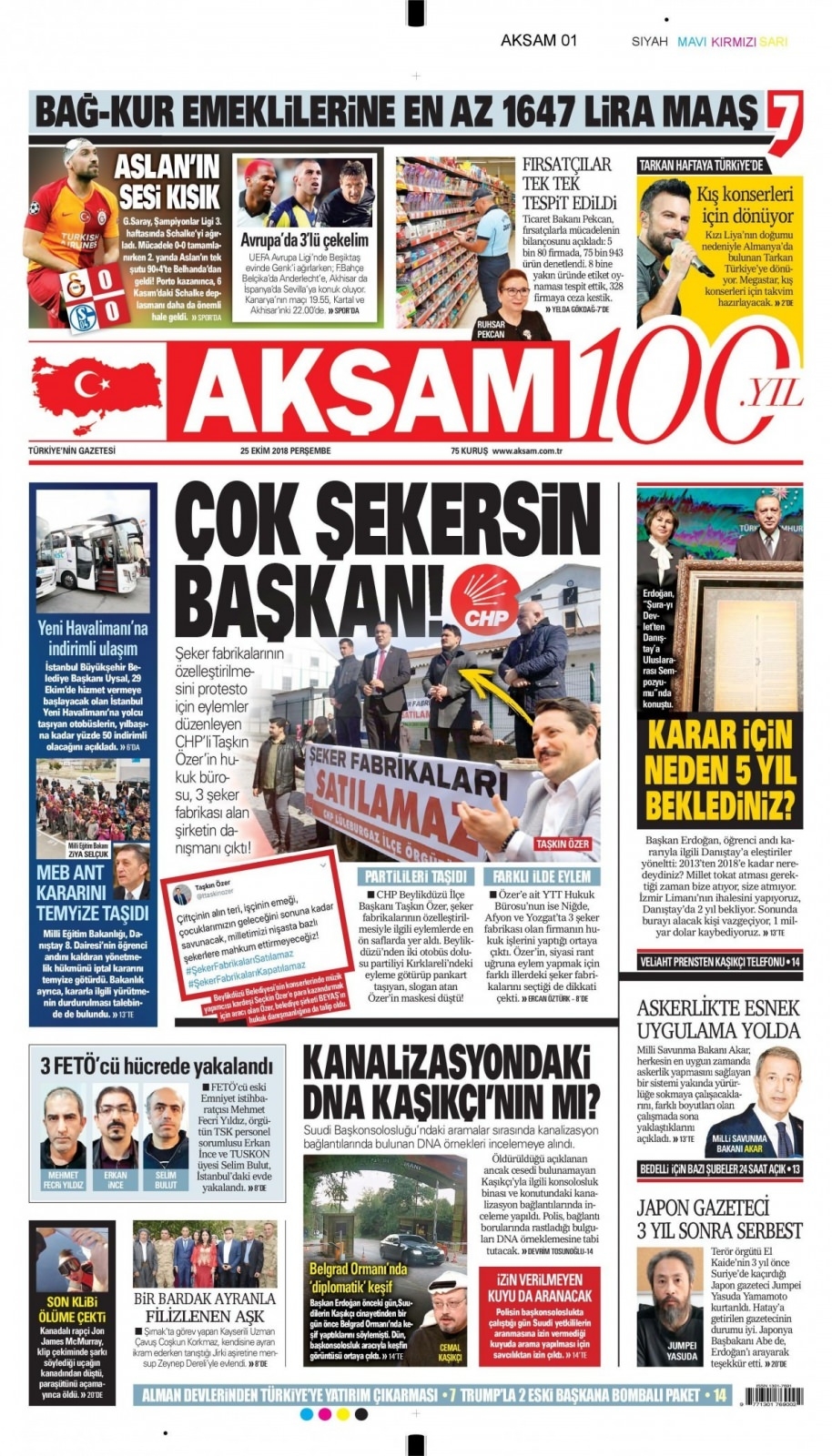 25 Ekim 2018 gazete manşetleri 10