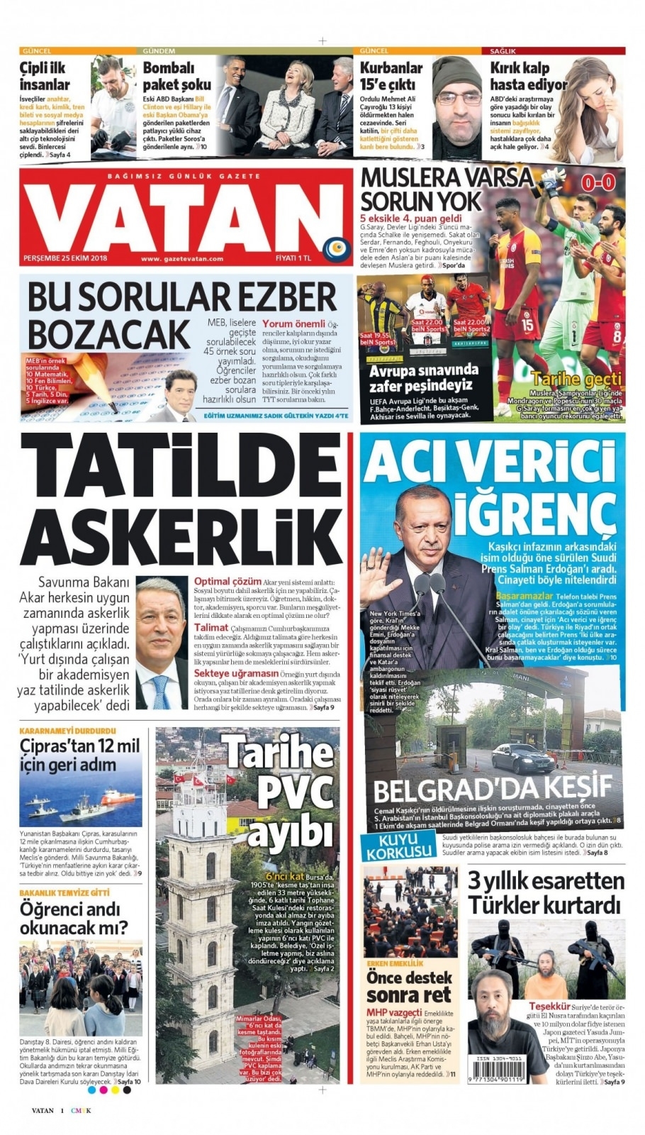 25 Ekim 2018 gazete manşetleri 12