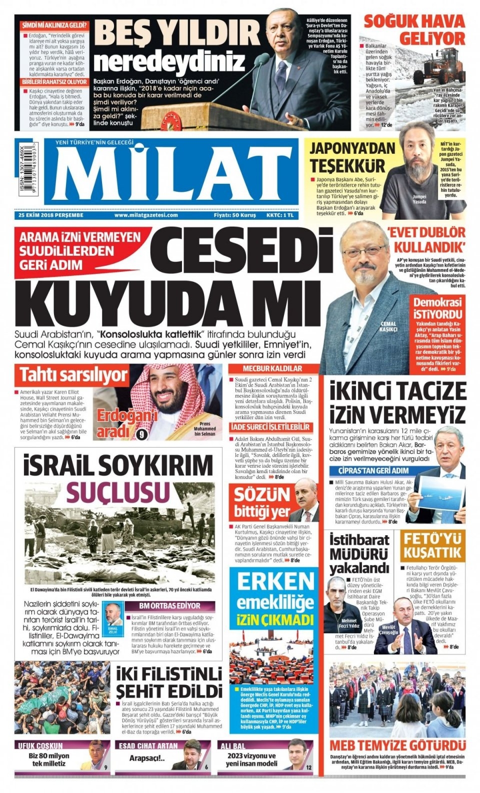 25 Ekim 2018 gazete manşetleri 13