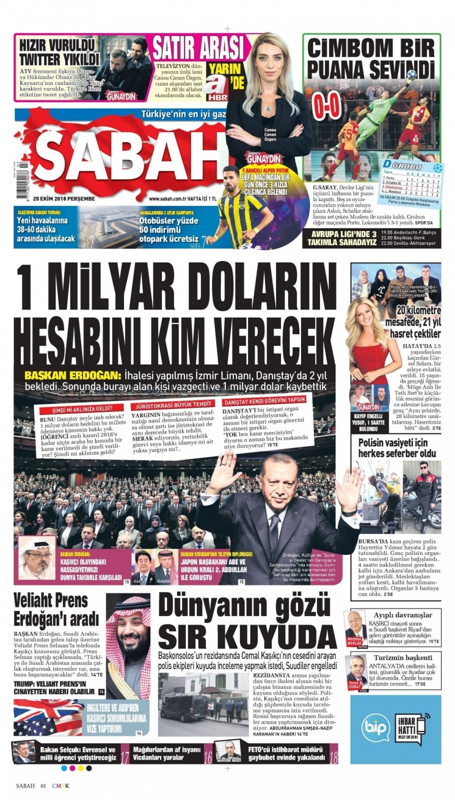 25 Ekim 2018 gazete manşetleri 2