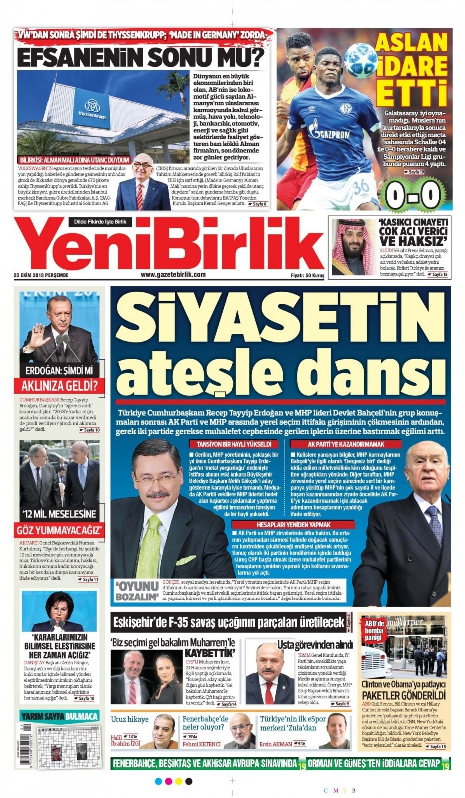25 Ekim 2018 gazete manşetleri 20