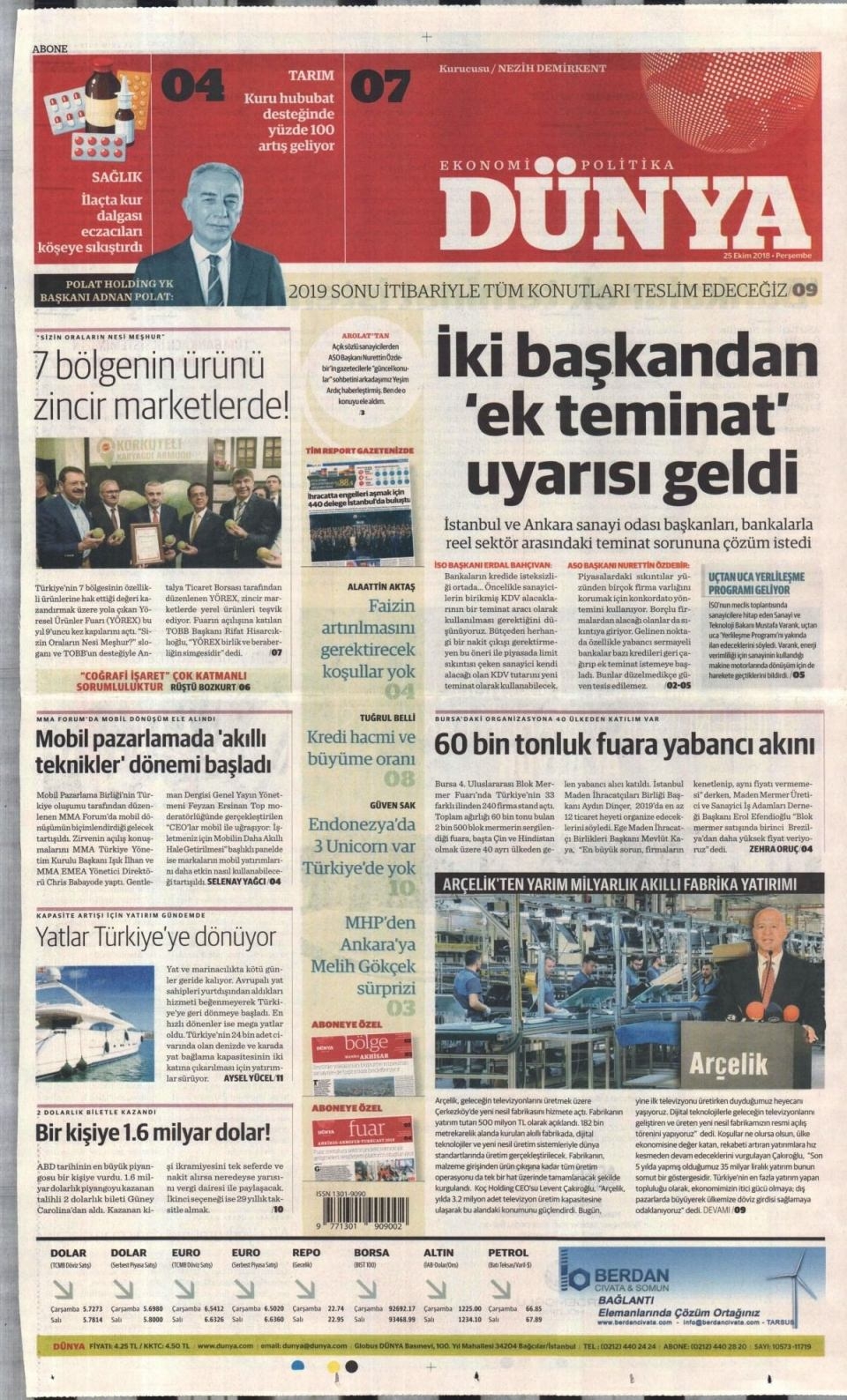 25 Ekim 2018 gazete manşetleri 21