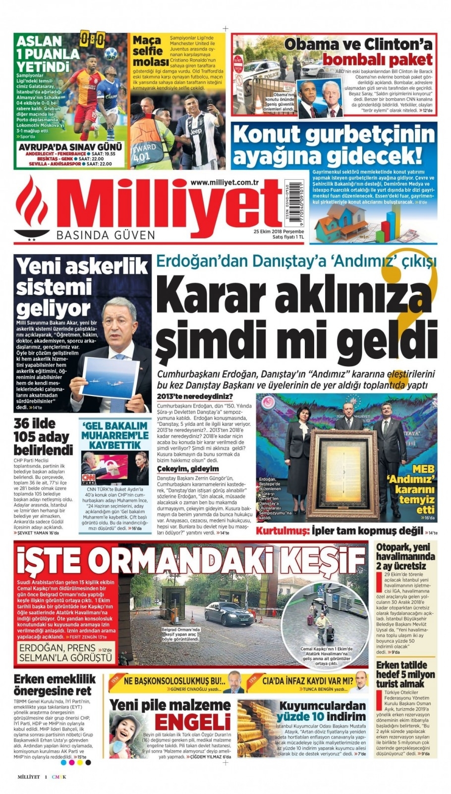 25 Ekim 2018 gazete manşetleri 5