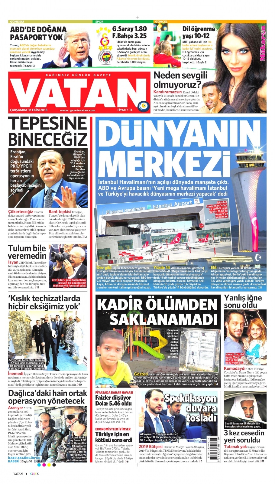 31 Ekim Gazete Manşetleri 3