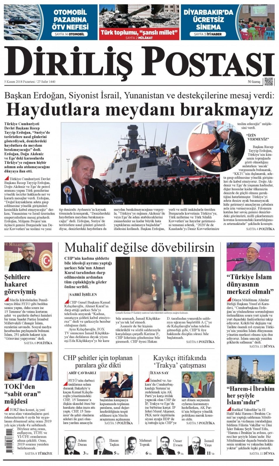 05 Kasım 2018 gazete manşetleri 12