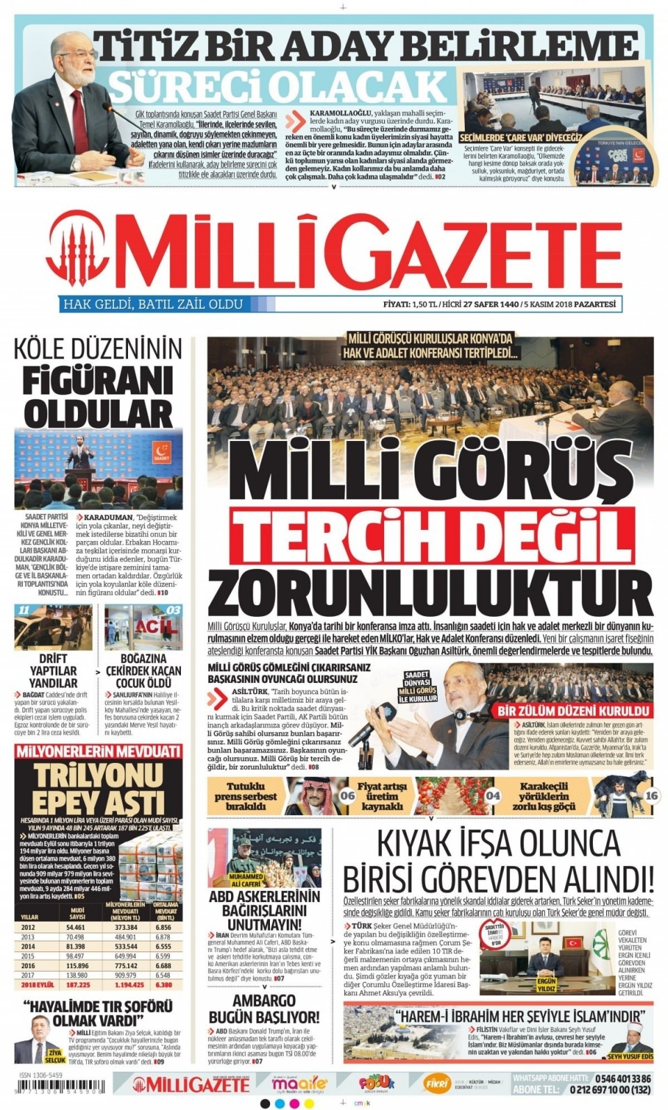 05 Kasım 2018 gazete manşetleri 14