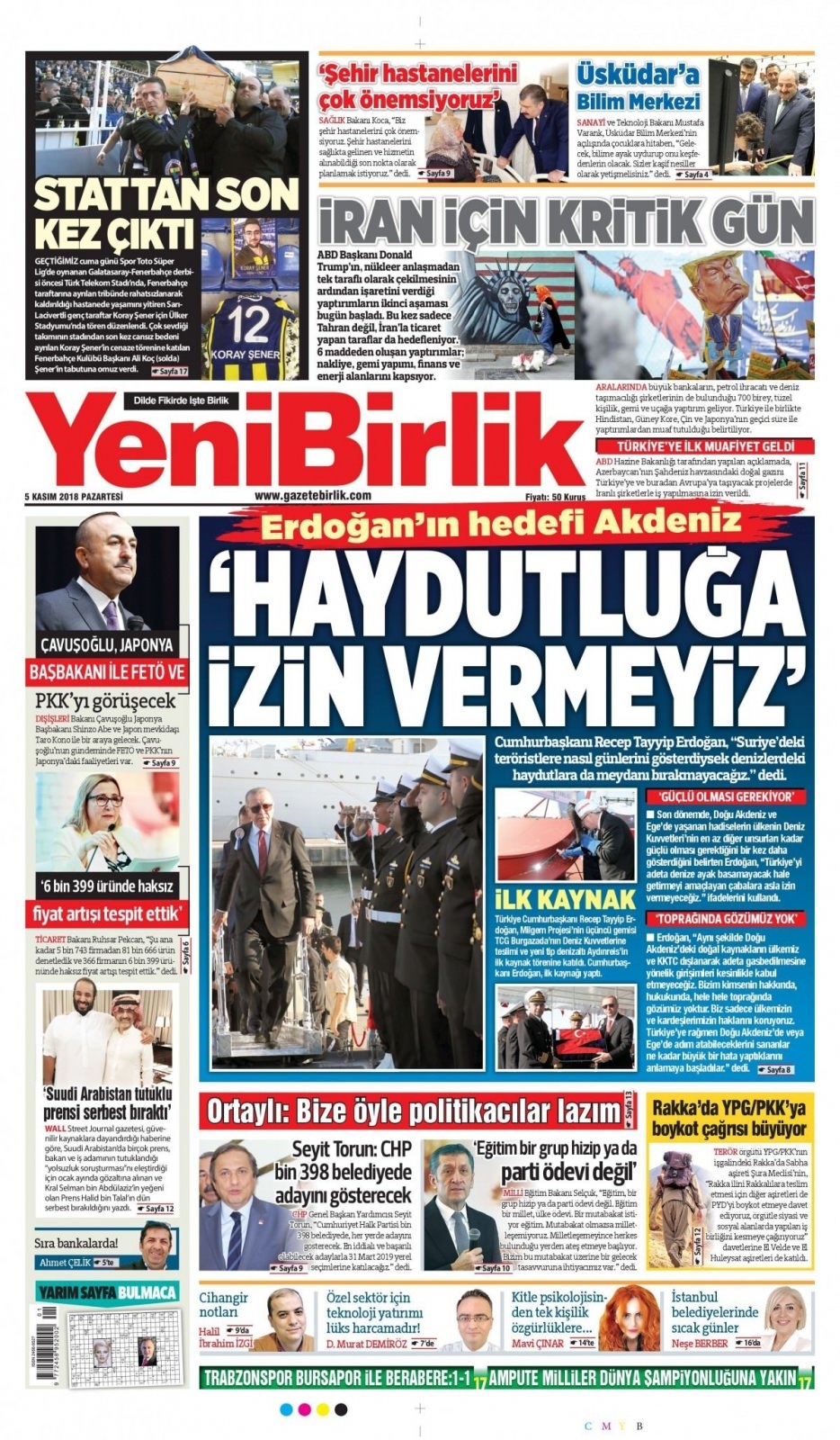 05 Kasım 2018 gazete manşetleri 15