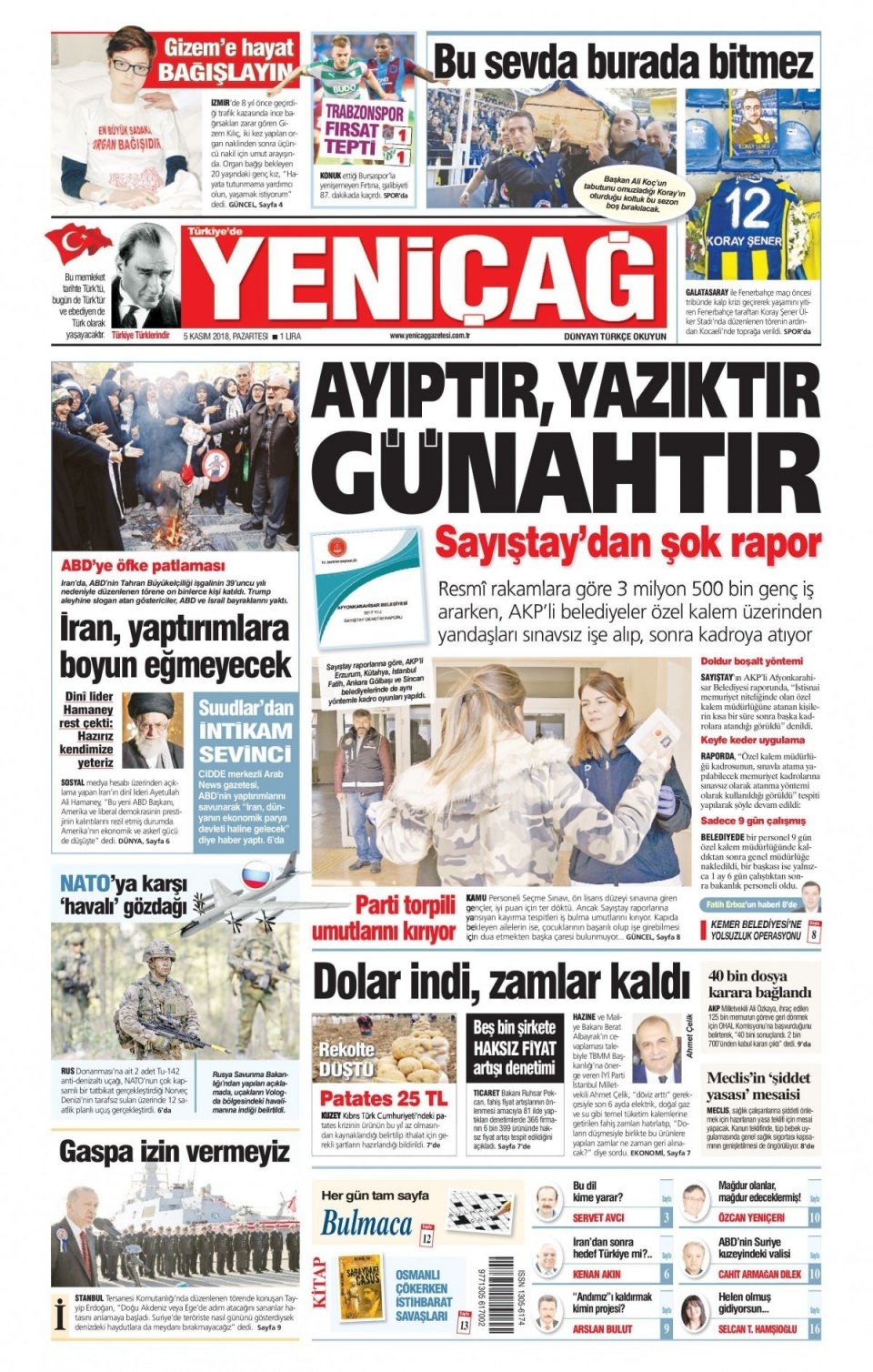 05 Kasım 2018 gazete manşetleri 17