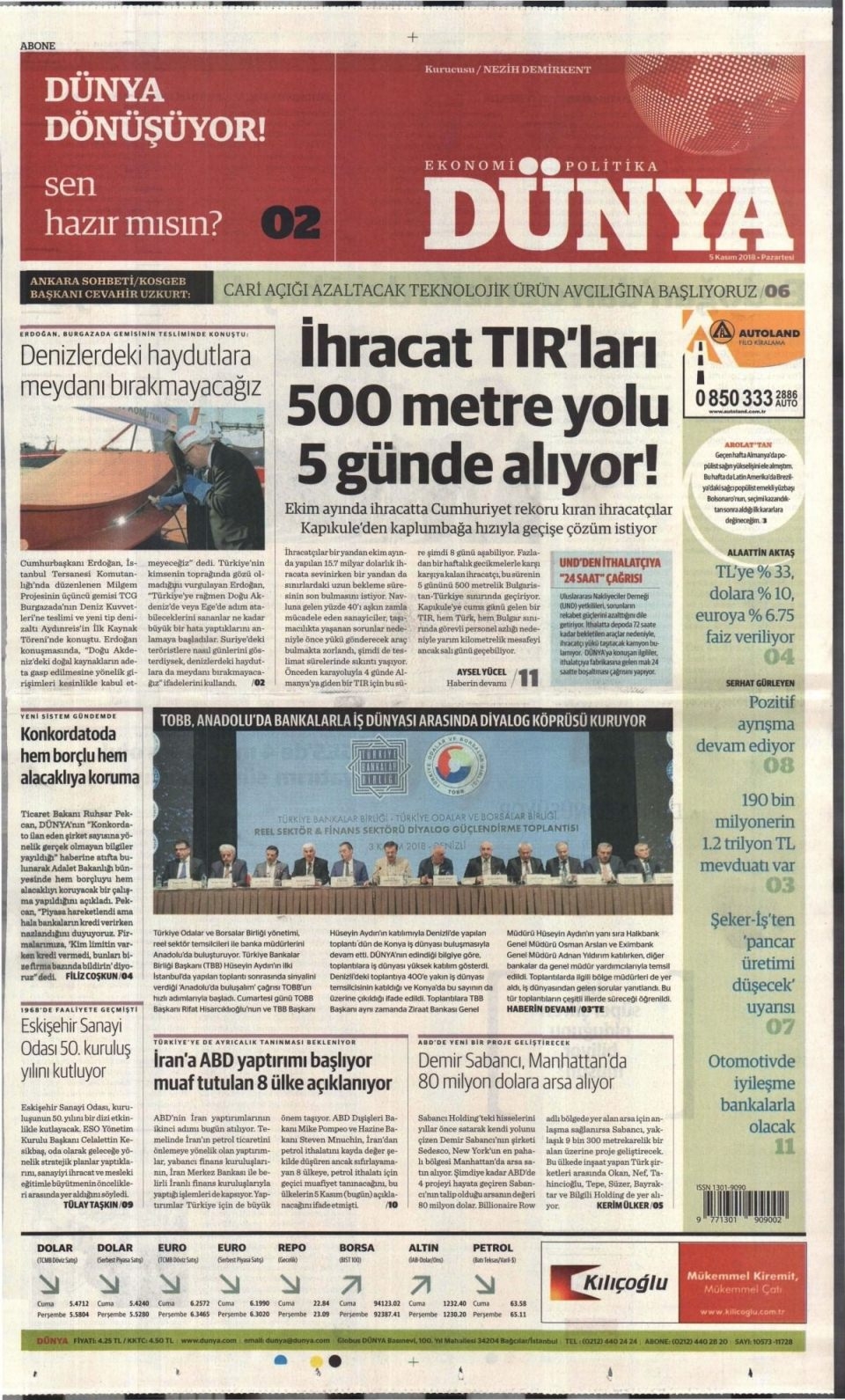 05 Kasım 2018 gazete manşetleri 20