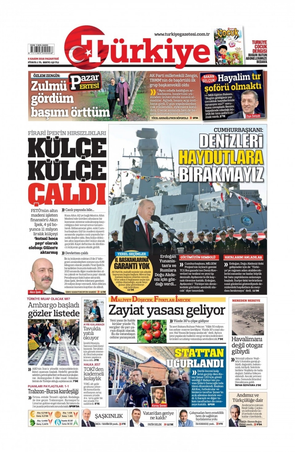 05 Kasım 2018 gazete manşetleri 7