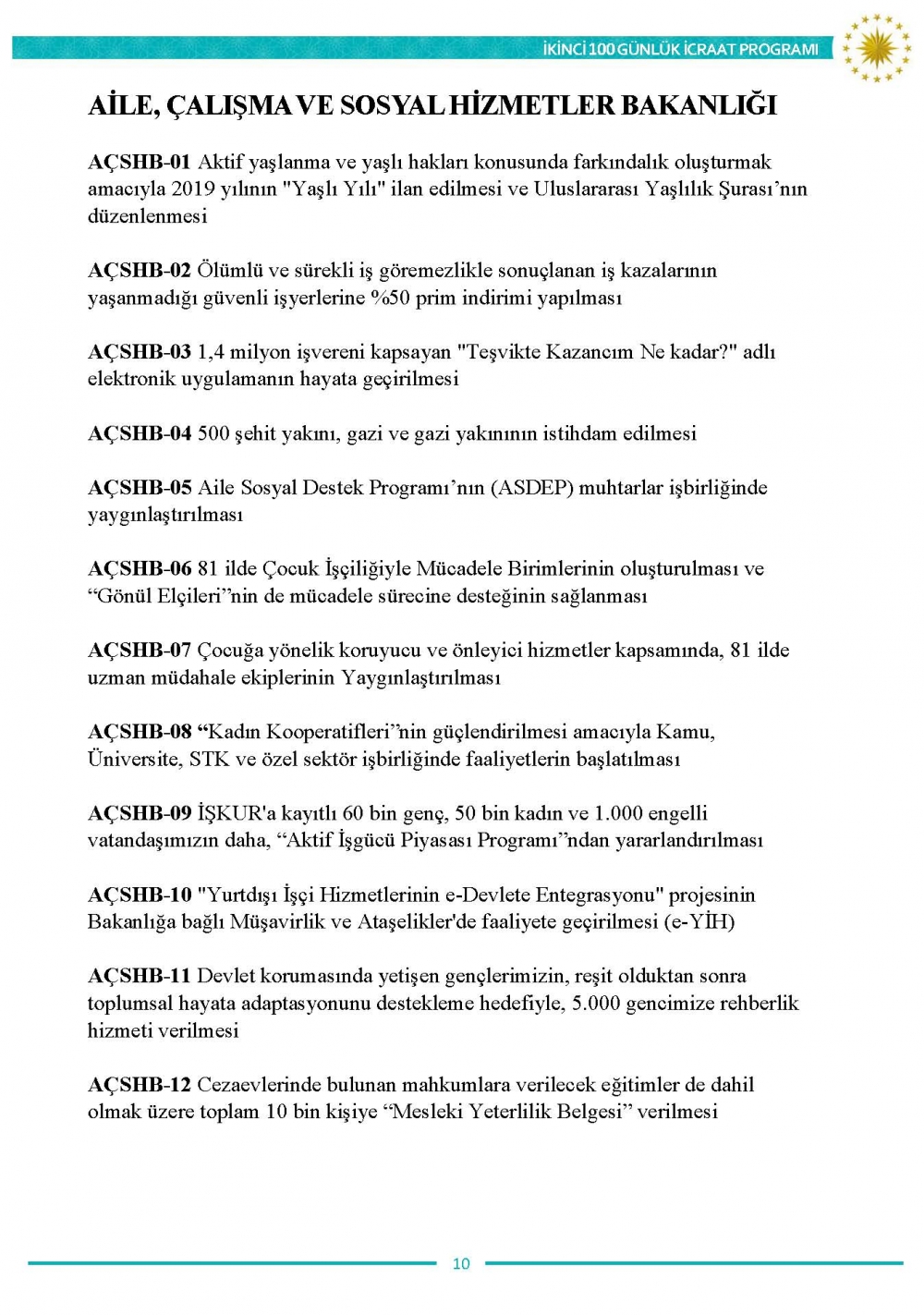 İkinci 100 günlük eylem planının tam metni 11
