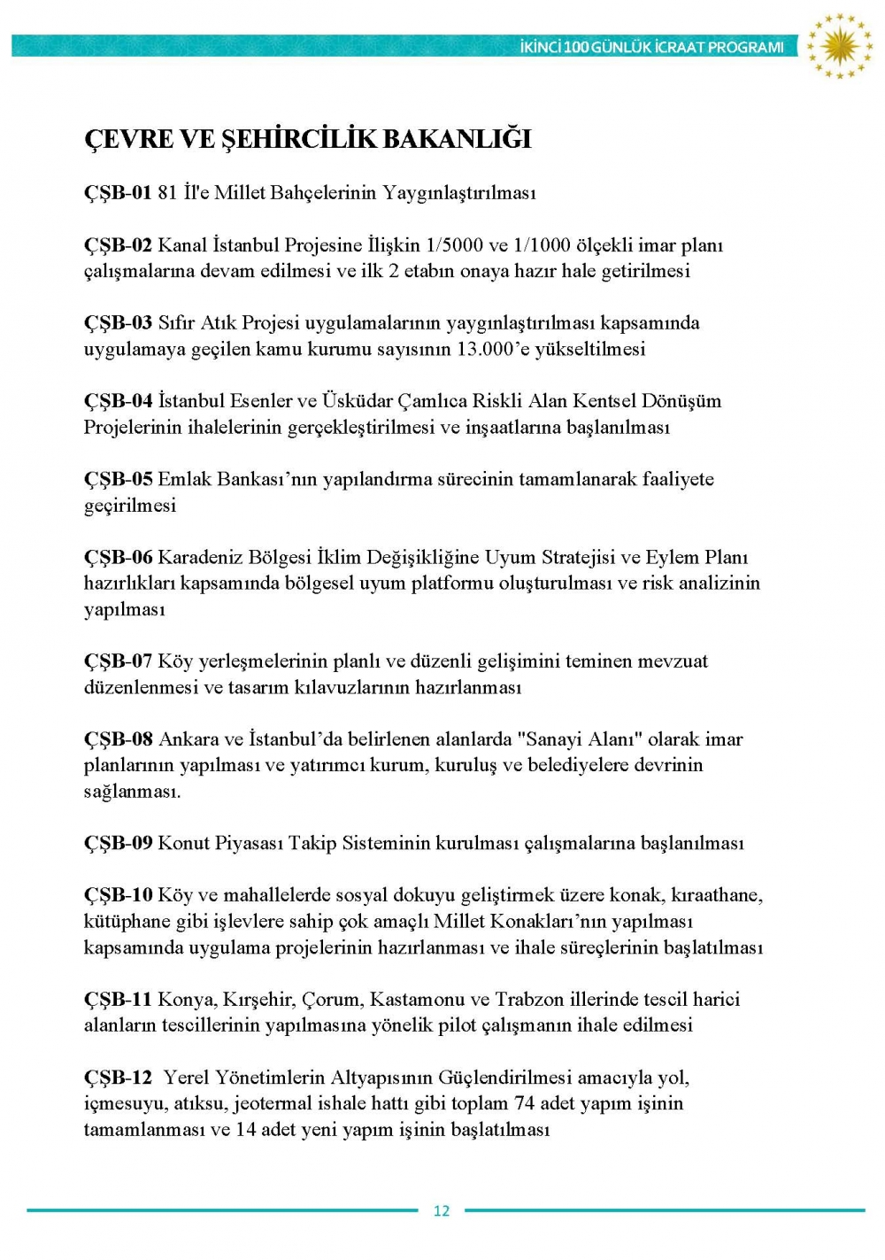 İkinci 100 günlük eylem planının tam metni 13