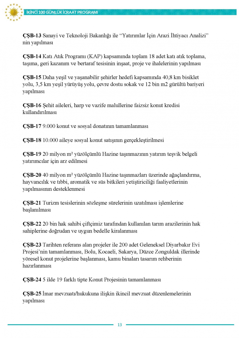 İkinci 100 günlük eylem planının tam metni 14