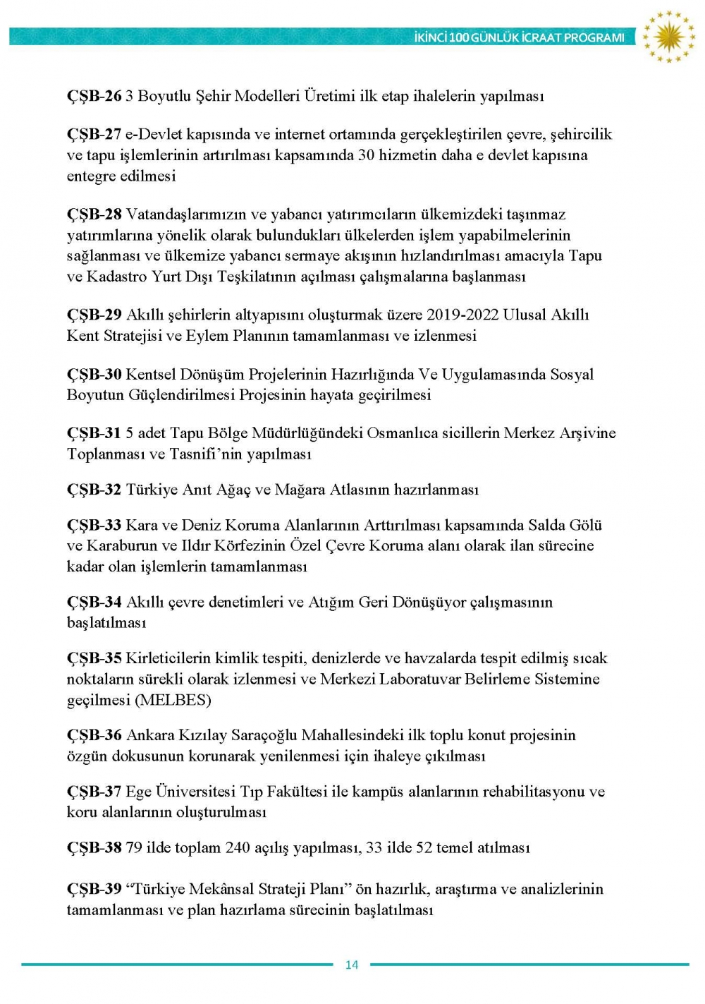 İkinci 100 günlük eylem planının tam metni 15