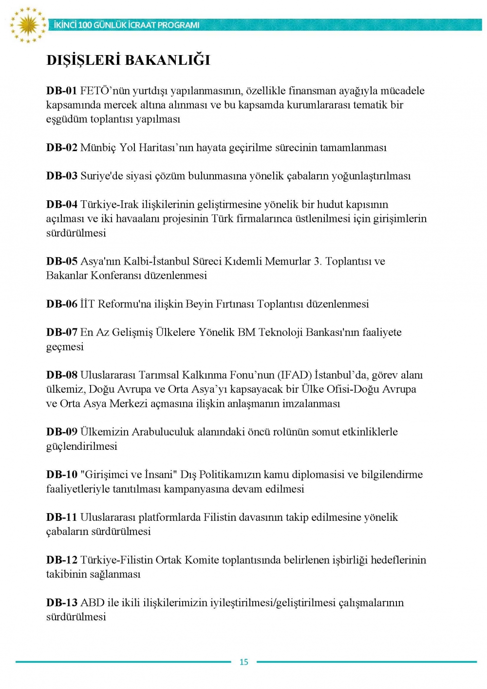 İkinci 100 günlük eylem planının tam metni 16