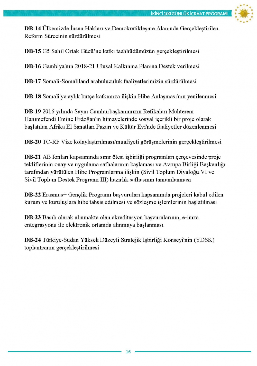 İkinci 100 günlük eylem planının tam metni 17