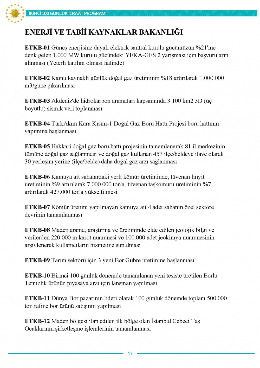 İkinci 100 günlük eylem planının tam metni 18