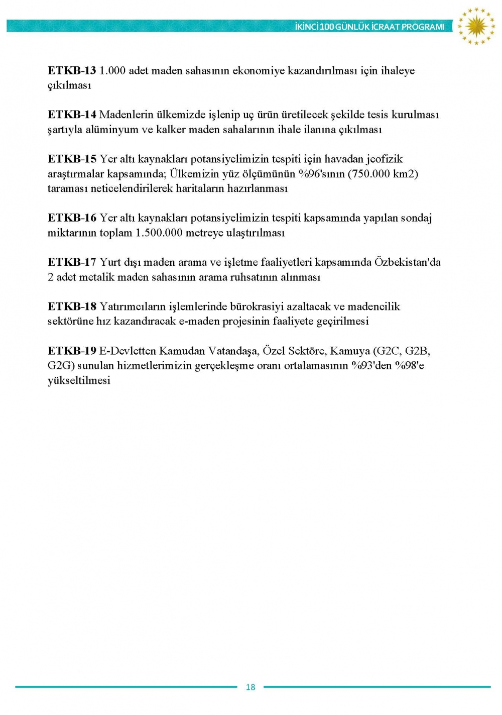 İkinci 100 günlük eylem planının tam metni 19