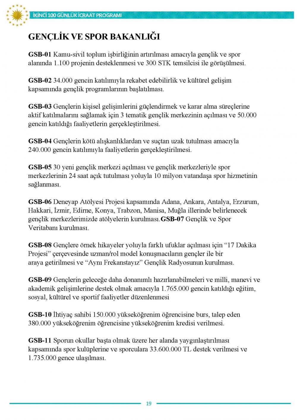 İkinci 100 günlük eylem planının tam metni 20