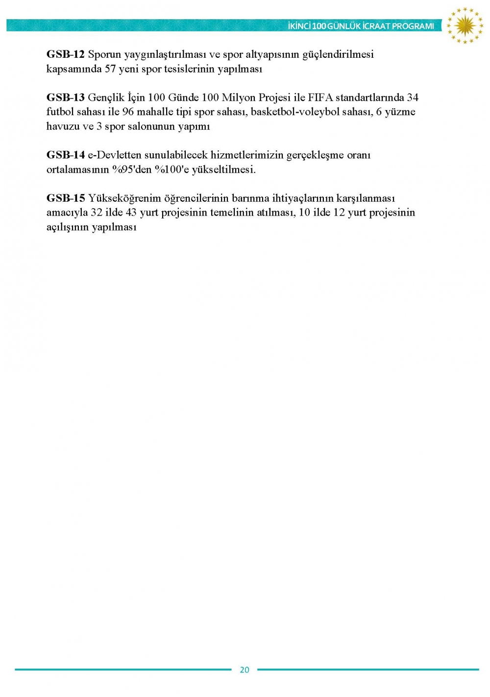 İkinci 100 günlük eylem planının tam metni 21